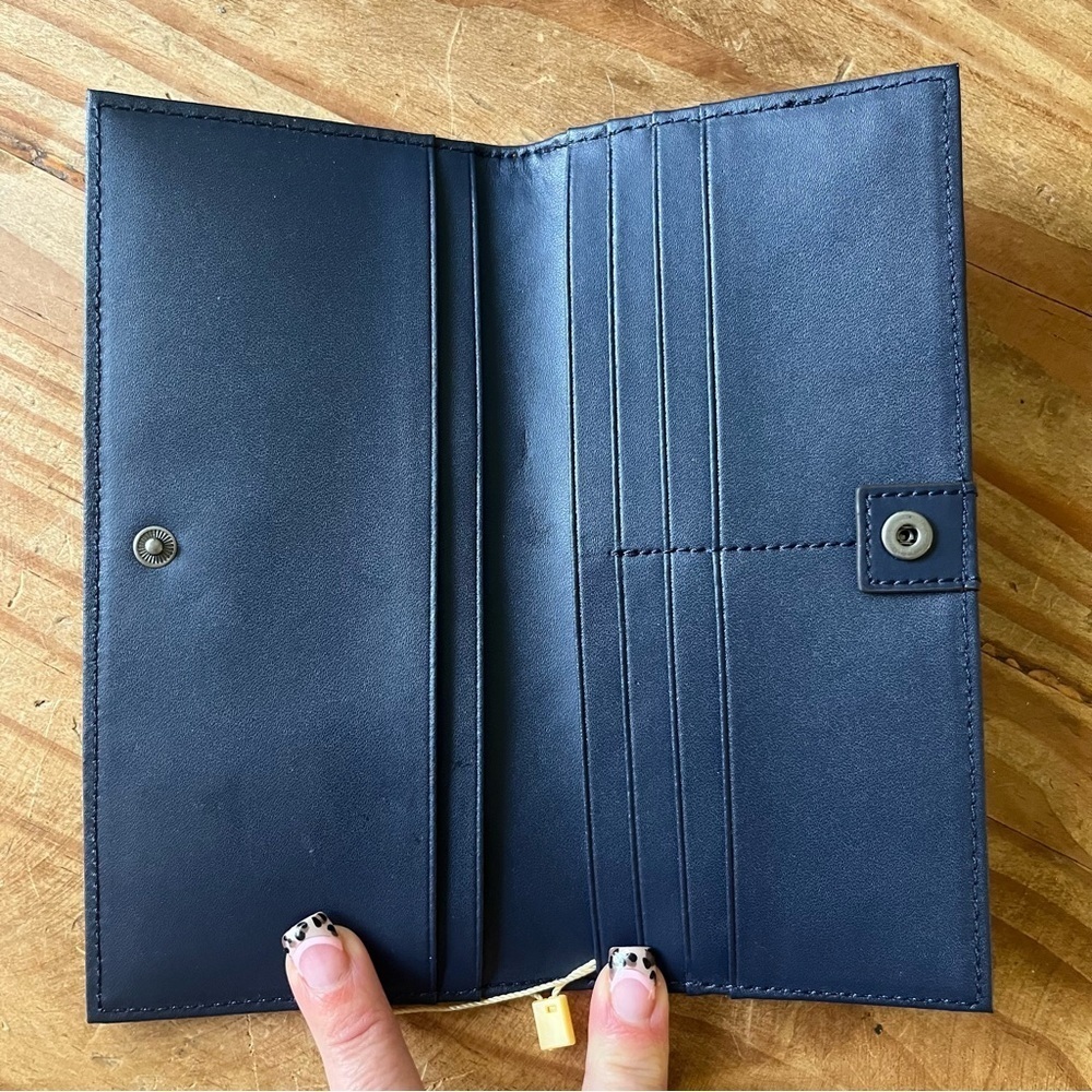 Aimee Kestenberg 100% Genuine Leather Wallet Navy Blue Studded NWT - Picture 6 of 11